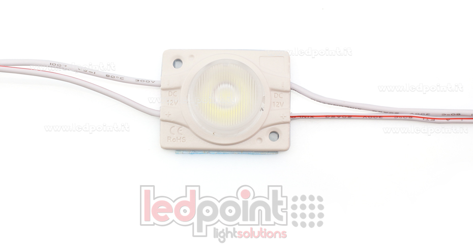 Módulo led 3030 Philips 2,4W 12V blanco frío 6000-7000K, IP65 con lente 18°*45° ModD-600-01EP1