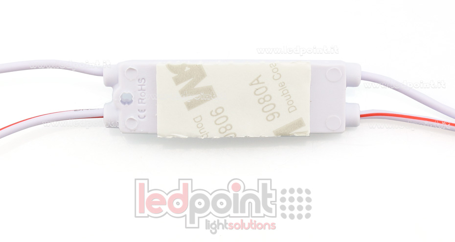 Módulo 2 led 2835, 0,72W 12V, blanco frío 6000-6500K, IP65 con lente 165° ModD-600-02821