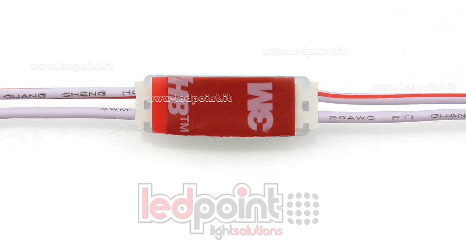Minimódulo 3 led 2835, 0,72W 12V, blanco frío 6000-7000K, IP65 con lente 160° ModD-600-03821-mini