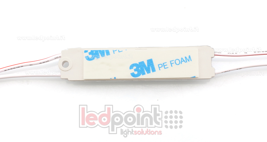 Módulo 3 led 2835,  1,08W 24V, blanco frío 6000-6500K, IP65 con lente 175° ModD-600-03832