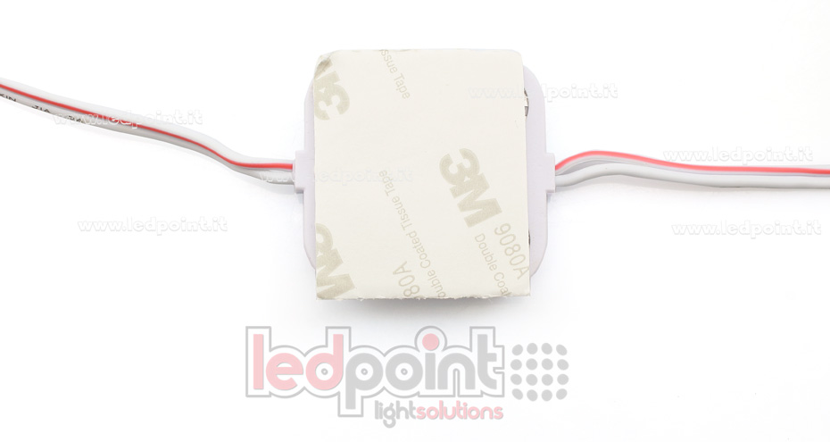 Módulo 4 led 2835, 1,5W 12V, blanco frío 6000-7000K, IP65 con lente 165° ModD-600-04821