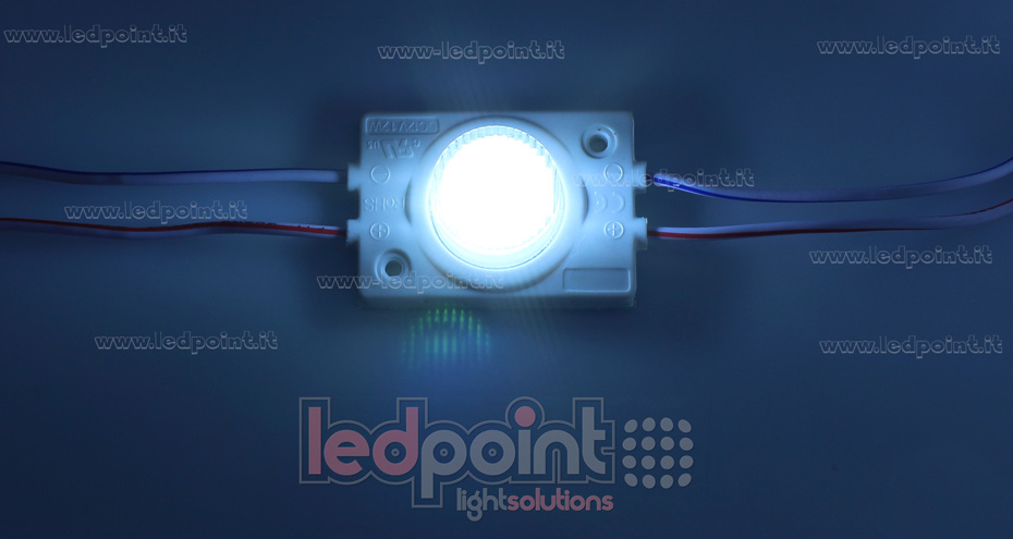 Módulo led 3030, 1,2W 12V, blanco frío 7000-8000K, IP65 con lente 13°*42° ModD-700-01E1/1.2