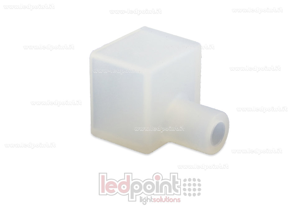 Tapa final con salida frontal para cable de alimentación para Neon Flex 10x10mm NEO-1010-ENC-WF