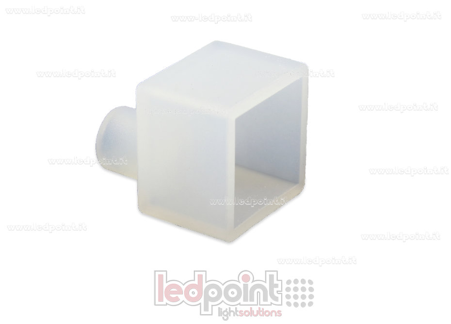 Tapa final con salida frontal para cable de alimentación para Neon Flex 10x10mm NEO-1010-ENC-WF