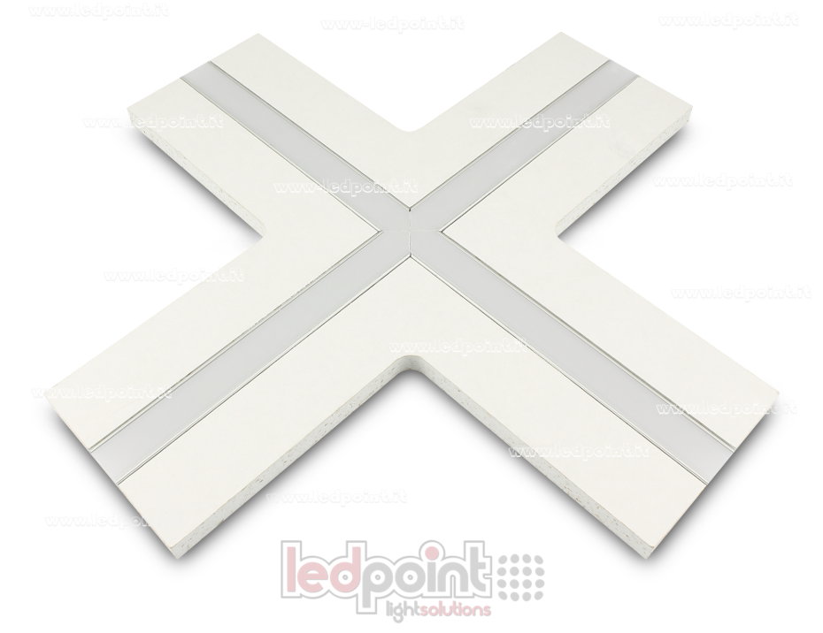 Empalme en forma de X para perfil en aluminio con cartón yeso 44x12mm PR-CR4412-X Empalme en forma de X para perfil en aluminio con cartón yeso 44x12mm PR-CR4412-X