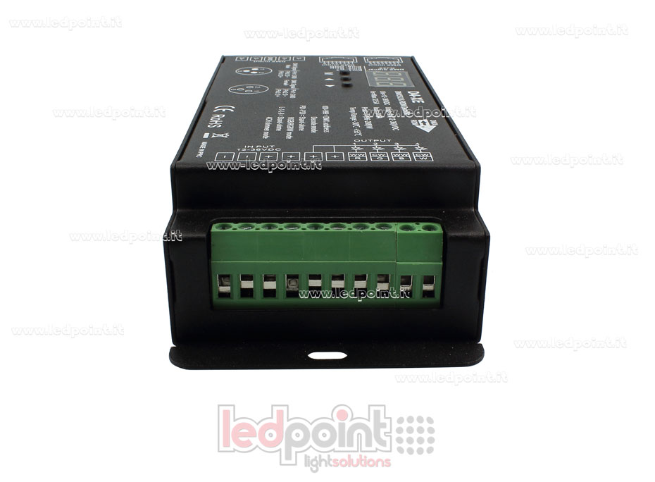 DMX 512 & RDM descodificador carril, 4 canales de 8A cada uno, tensión 5-36V DC, XLR3 e RJ45 SK-D4-XE DMX 512 & RDM descodificador carril, 4 canales de 8A cada uno, tensión 5-36V DC, XLR3 e RJ45 SK-D4-XE