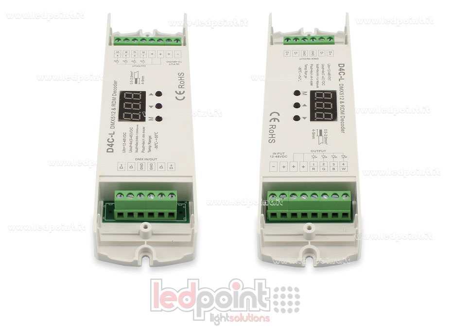 DMX 512 descodificador, corriente constante 4 canales de 350-1200mA cada uno, tensión 12-48V DC SK-D4C-L(350-1200)