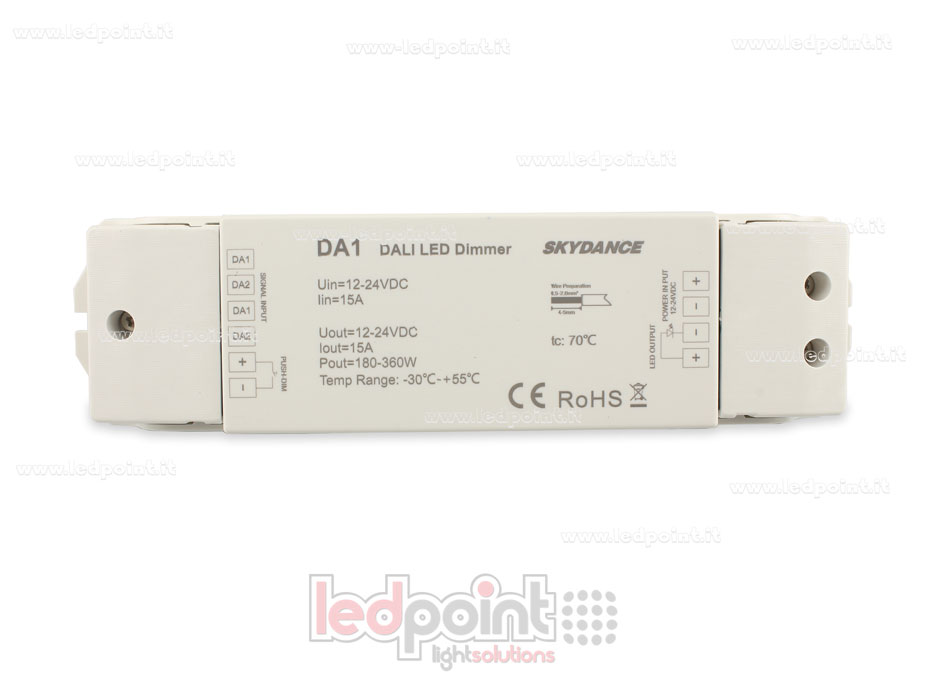 Dimmer DALI, 1 canal 15A, 12-24V DC, voltaje constante SK-DA1