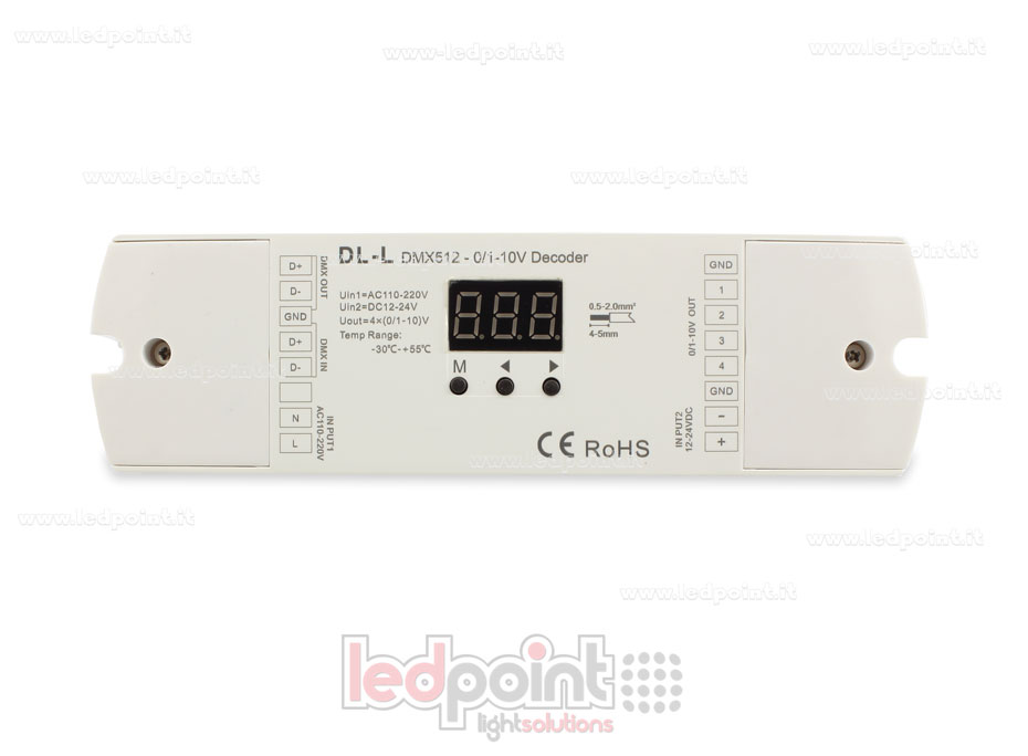 0/1-10V  DMX 512 descodificador, 4 canales de 20mA cada uno, tensión 12-24 DC SK-DL-L