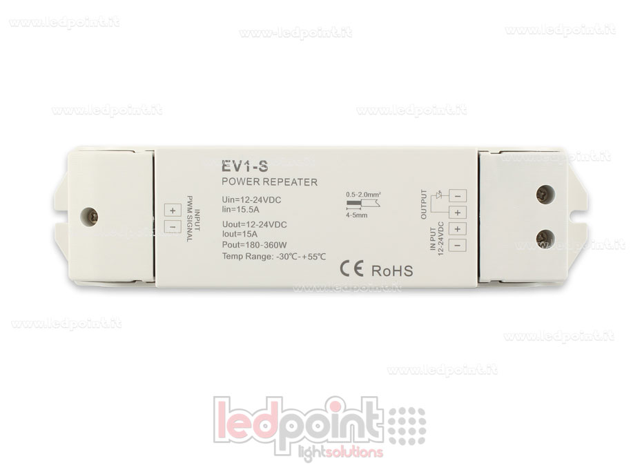 Amplificador monocromático 12-24V 15A 1 canal SK-EV1-S