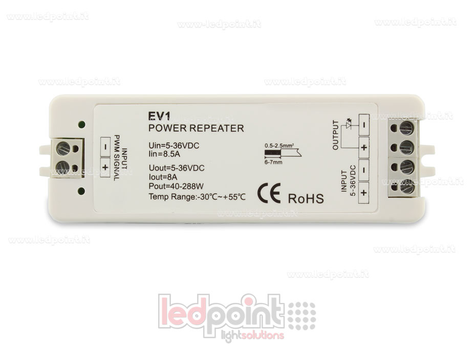 Amplificador monocromático 5-36V 8A 1 canal SK-EV1