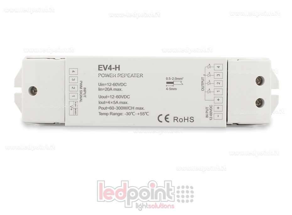 Amplificador RGB 12-60V 20A (4 canales de 5A) SK-EV4-H Amplificador RGB 12-60V 20A (4 canales de 5A) SK-EV4-H