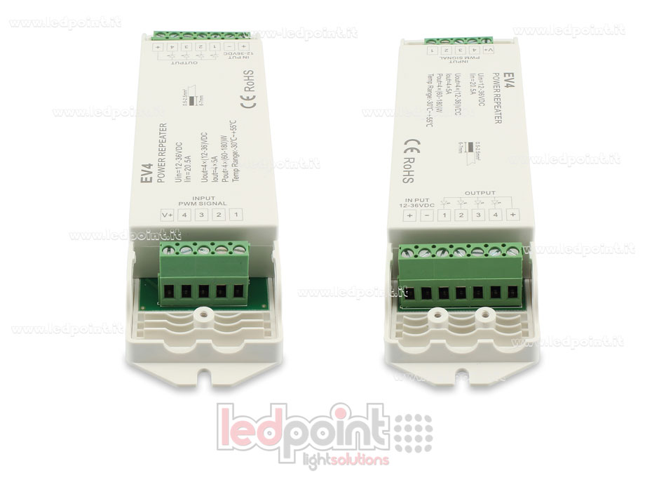 Amplificador RGB 12-36V 20A (4 canales de 6A) SK-EV4 Amplificador RGB 12-36V 20A (4 canales de 6A) SK-EV4