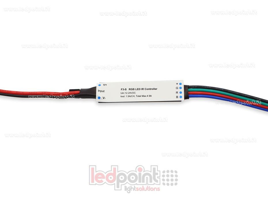 Mini dimmer receptor IR RGB con mando a distancia 12/24V, 3ch 1,5A/CH SK-F3-S