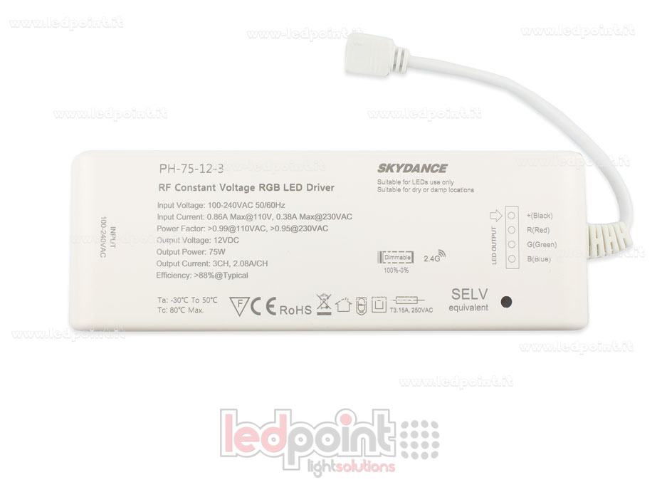 Fuente de alimentación 75W, 12V 3 canales, Wireless SkyDance SK-PH-75-12-3
