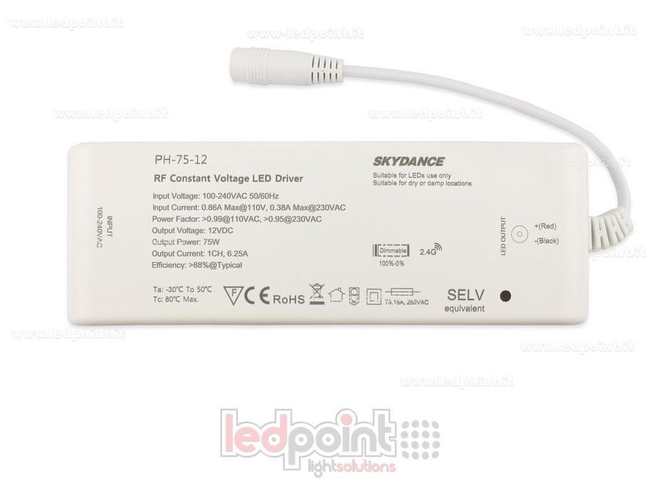 Fuente de alimentación 75W 12V  1 canales, Wireless SkyDance SK-PH-75-12