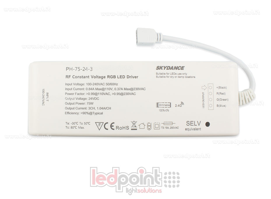 Fuente de alimentación 75W 24V, 3 canales, Wireless SkyDance SK-PH-75-24-3