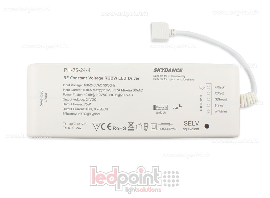 Fuente de alimentación 75W 24V, 4 canales, Wireless SkyDance SK-PH-75-24-4