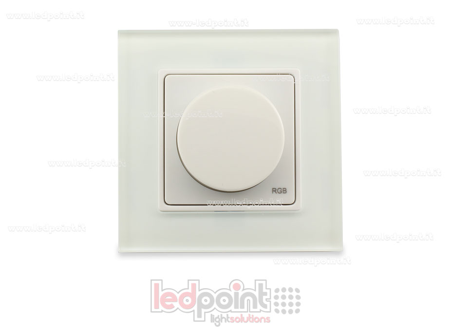 Mando de pared en vidrio 86x86mm RGB monozona con ruleta RF2.4G SK-PK3(G)