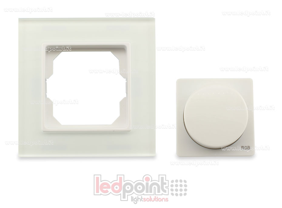 Mando de pared en vidrio 86x86mm RGB monozona con ruleta RF2.4G SK-PK3(G)