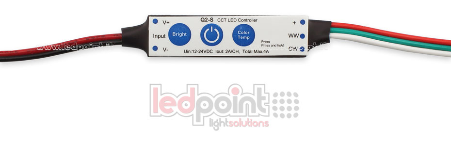 Receptor dimmer mini CCT 12/24V, 2ch 2A/CH 3 teclas no RF SK-Q2-S