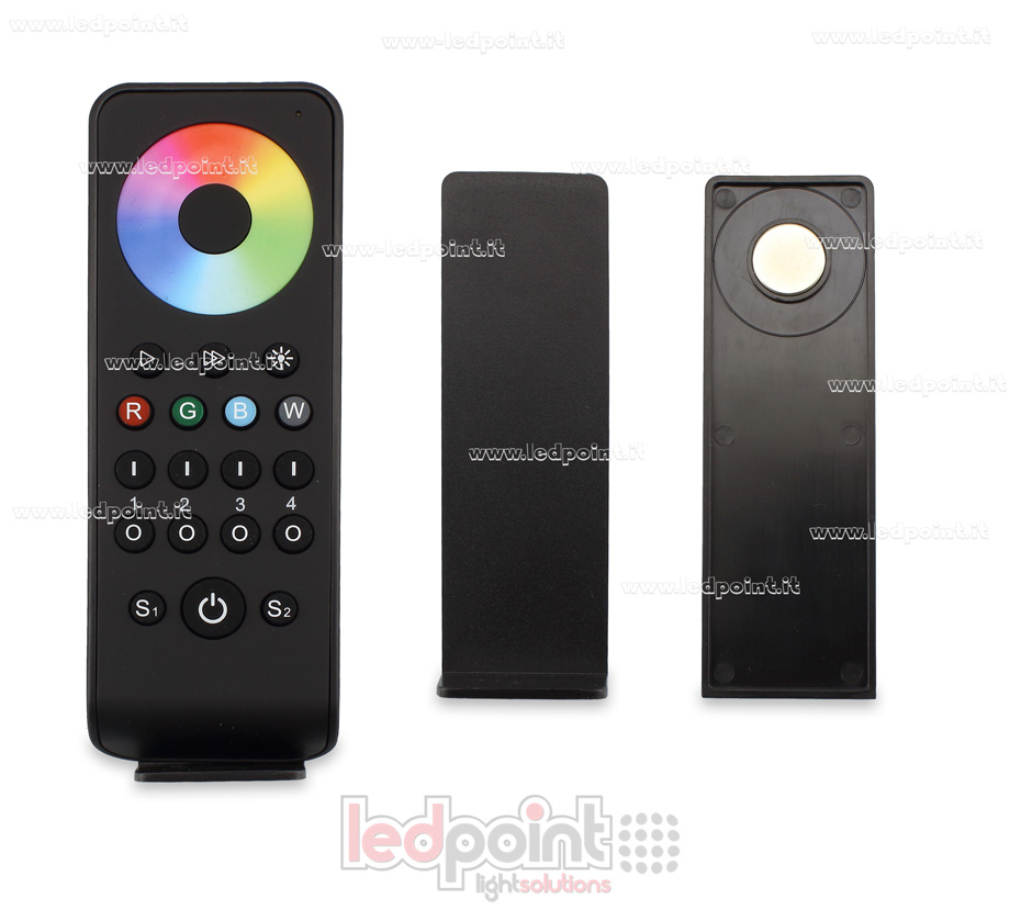 Mando RGB/RGBW 4 zonas, negro con imán, RF2.4G SK-RS4