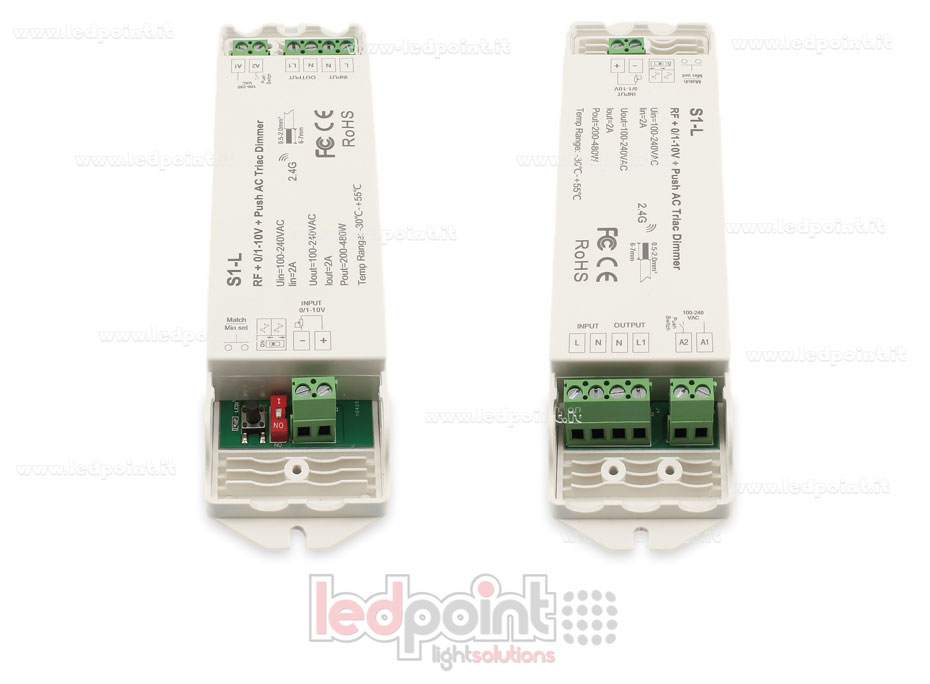 Controlador monocromático con interruptor triac 100/230V, RF 2.4G, 0/1-10V, Push AC SK-S1-L Controlador monocromático con interruptor triac 100/230V, RF 2.4G, 0/1-10V, Push AC SK-S1-L