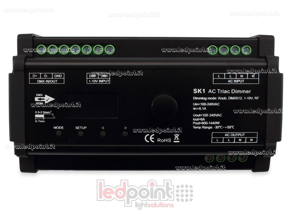 Triac AC DMX512 descodificador, 1 canale de 1A, para carril DIN SK-SK1