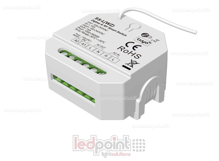 Controlador Monocromático 100-240VCA, 1CH*15A ON/OFF, No regulable, 15A, Pulsador, Zigbee y RF 2.4G, para Caja de Conexiones de Pared SK-SS-L(WZ)