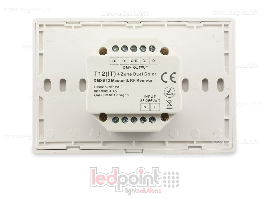 Master DMX y mando para pared CCT 4 zonas 3 escenas, 120x80mm por caja 503 SK-T12(IT)-W