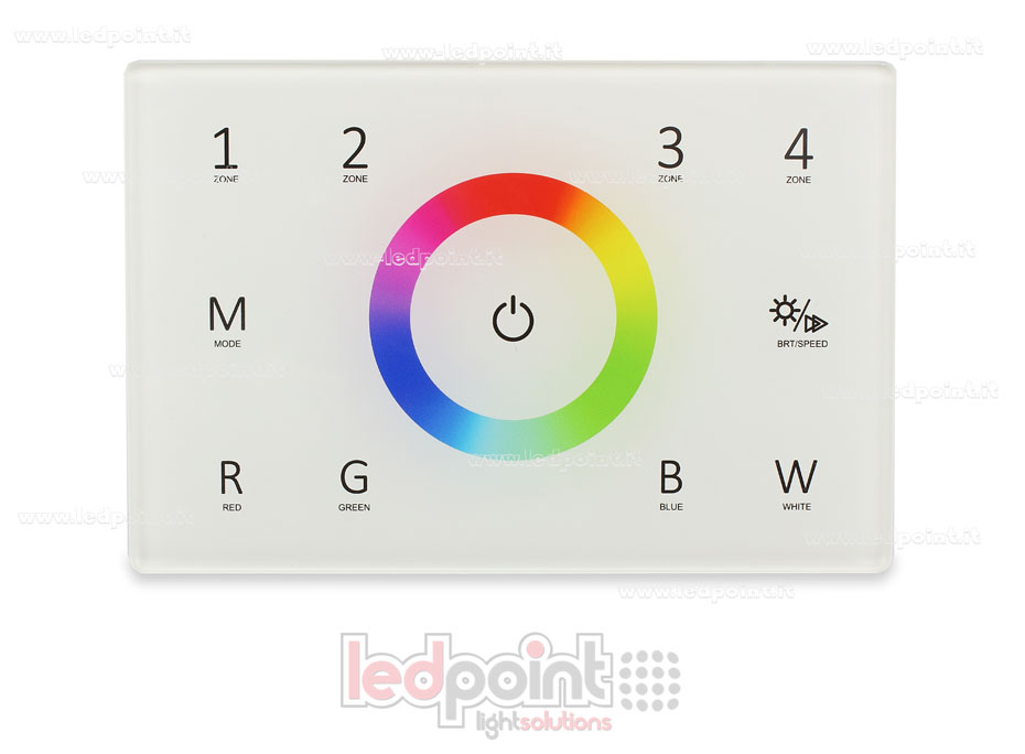 Mando a distancia master RGBW 4 zonas blanco para pared RF2.4G + DMX512 120*80 por caja 503 SK-T14(IT)-W