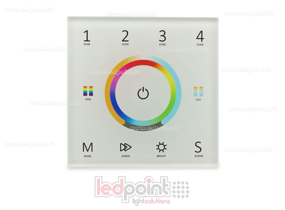 Mando a distancia master RGB+CCT 4 zonas blanco para pared RF2.4G + DMX512 SK-T15-W