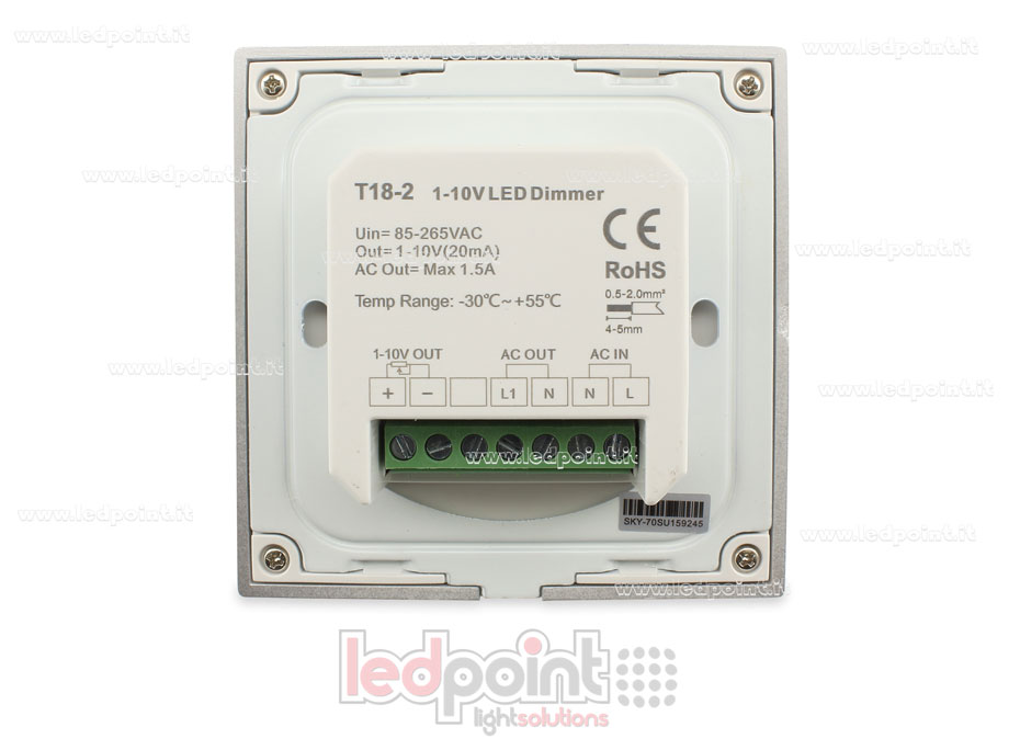 Mando regulador de pared 0-10V 86x86mm, 1 zona con ruleta SK-T18-2