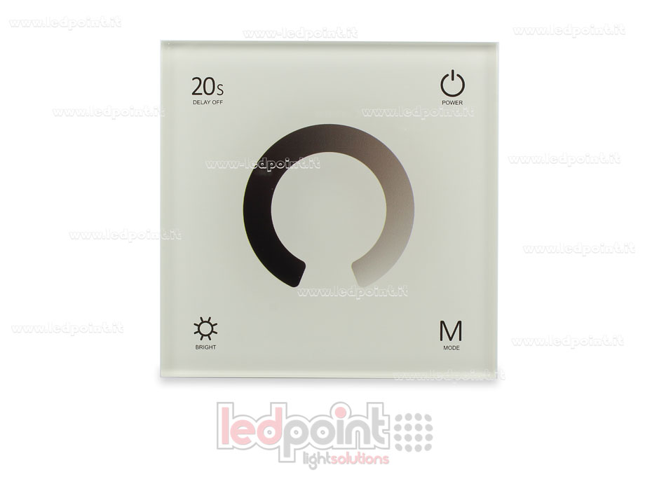 Controlador y mando a distancia de pared blanco monocromático táctil 4CH*3A 12-24VDC RF2.4G SK-T1