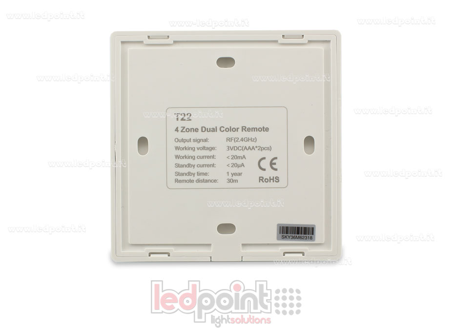 Mando a distancia de pared CCT con batería negro 4 zonas RF2.4G SK-T22-B