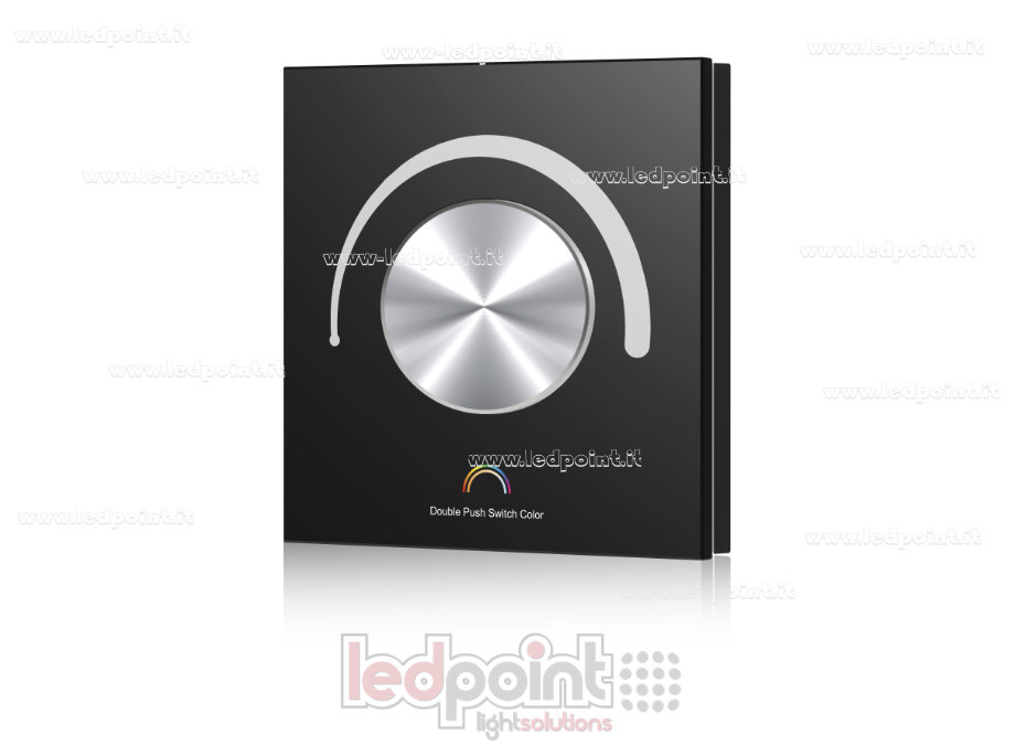 Control Remoto de Pared WiFi y RF, 12-48VCC, 3 Canales x 4A, 86x86mm, 1 Zona con Rueda Giratoria, Negro SK-TV-K(WT)-B