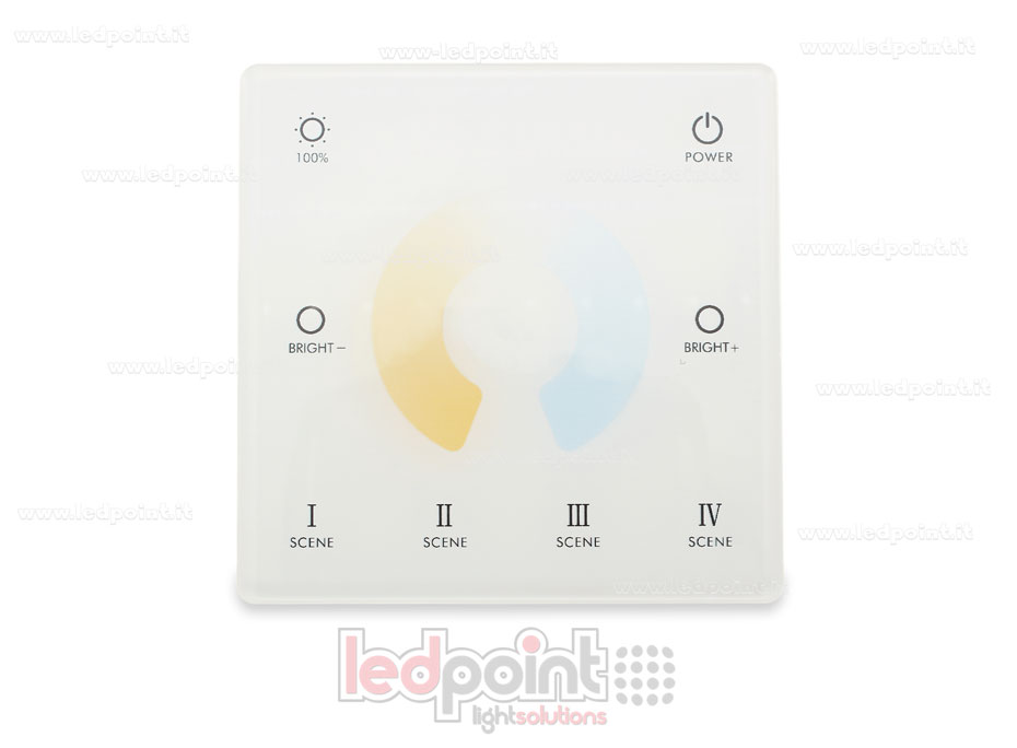 Mando de pared RF2.4G, CCT, slim, blanco, alimentado por batería, monozona SK-TW2-W Mando de pared RF2.4G, CCT, slim, blanco, alimentado por batería, monozona SK-TW2-W