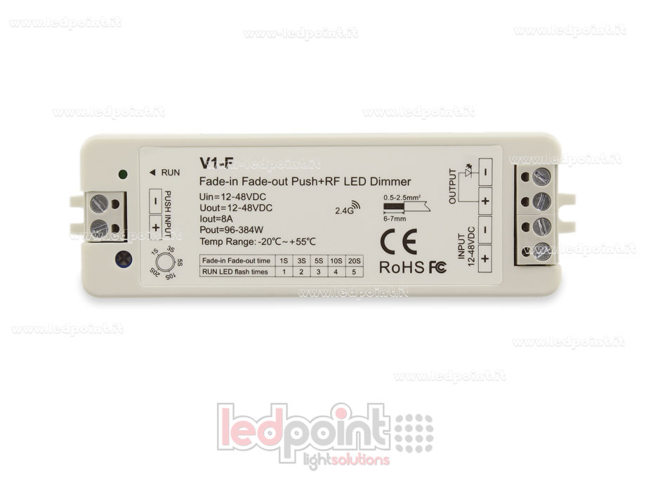 12/48V, 1ch*8A, receptor dimmer monocromático RF 2.4G con fundido on/off ajustable y interruptor SK-V1-F