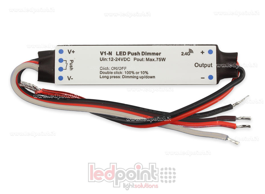 Mini dimmer monocromático con interruptor 12/24V, 1ch 3A/CH, RF 2.4G para instalación en perfiles de aluminio SK-V1-N Mini dimmer monocromático con interruptor 12/24V, 1ch 3A/CH, RF 2.4G para instalación en perfiles de aluminio SK-V1-N