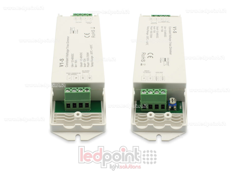 Dimmer monocromático con interruptor y triac 12/48V, 1ch*15A SK-V1-S Dimmer monocromático con interruptor y triac 12/48V, 1ch*15A SK-V1-S