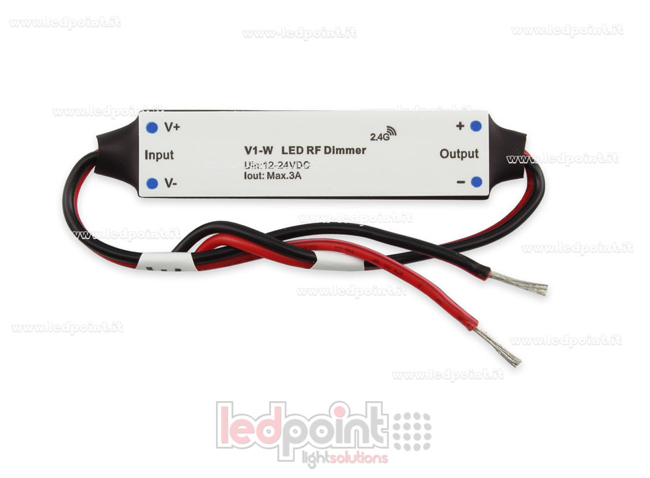 Mini dimmer receptor para instalación en perfiles de aluminio, monocromático, 12/24V, 1ch 3A/CH, RF 2.4G SK-V1-W