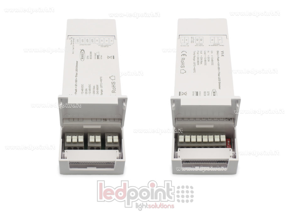 Receptor Dimmer Monocromático 4 en 1 con Push Dimm, DALI, 0/1-10V + Triac 1CH*20A 12/48V SK-V1-X Receptor Dimmer Monocromático 4 en 1 con Push Dimm, DALI, 0/1-10V + Triac 1CH*20A 12/48V SK-V1-X