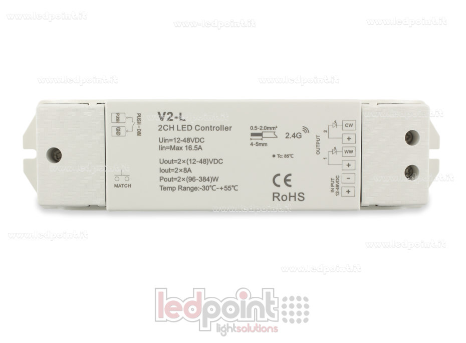 Controlador CCT 12-48V, 2ch*8A, RF 2.4G SK-V2-L Controlador CCT 12-48V, 2ch*8A, RF 2.4G SK-V2-L