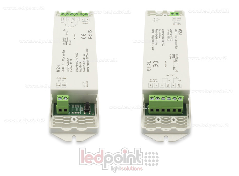 Controlador CCT 12-48V, 2ch*8A, RF 2.4G SK-V2-L Controlador CCT 12-48V, 2ch*8A, RF 2.4G SK-V2-L