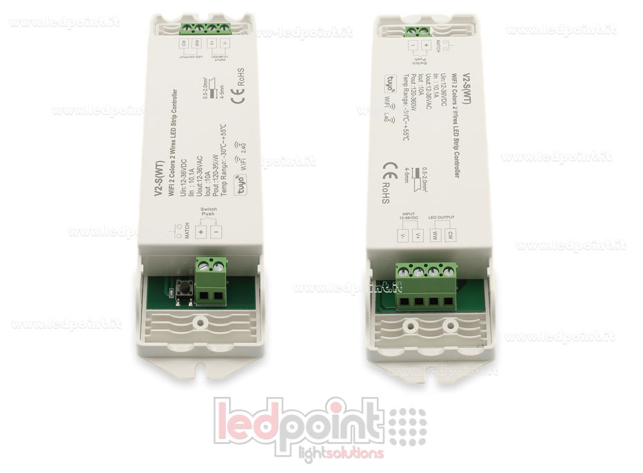 Receptor controlador para CCT con 2 hilos  12-36V, 1ch*10A, RF 2.4G SK-V2-S(WT)