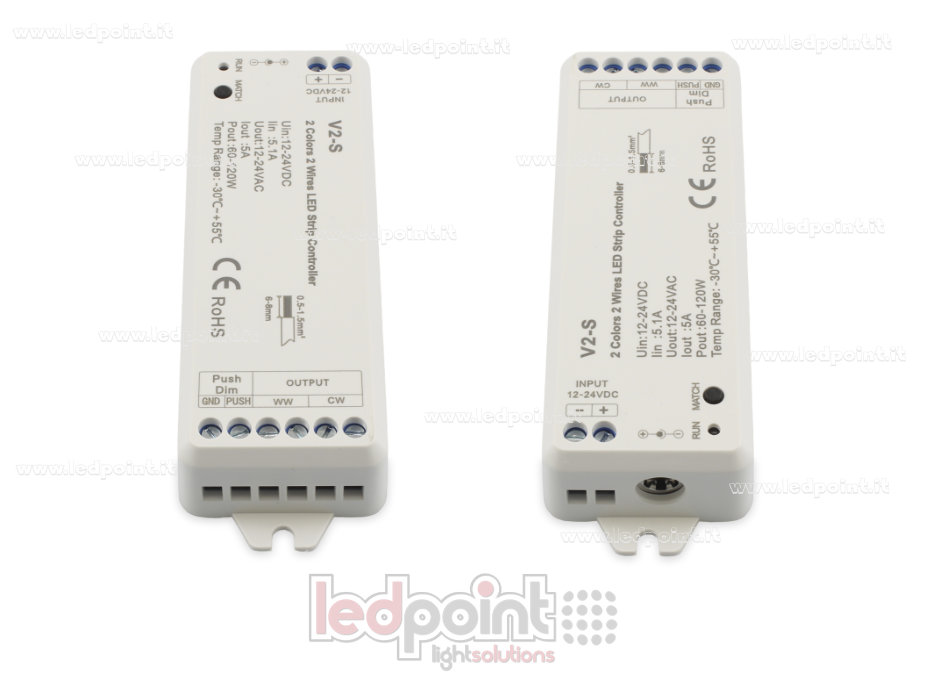 Receptor controlador para CCT con 2 hilos 12-24V, 1ch*5A, RF 2.4G SK-V2-S Receptor controlador para CCT con 2 hilos 12-24V, 1ch*5A, RF 2.4G SK-V2-S