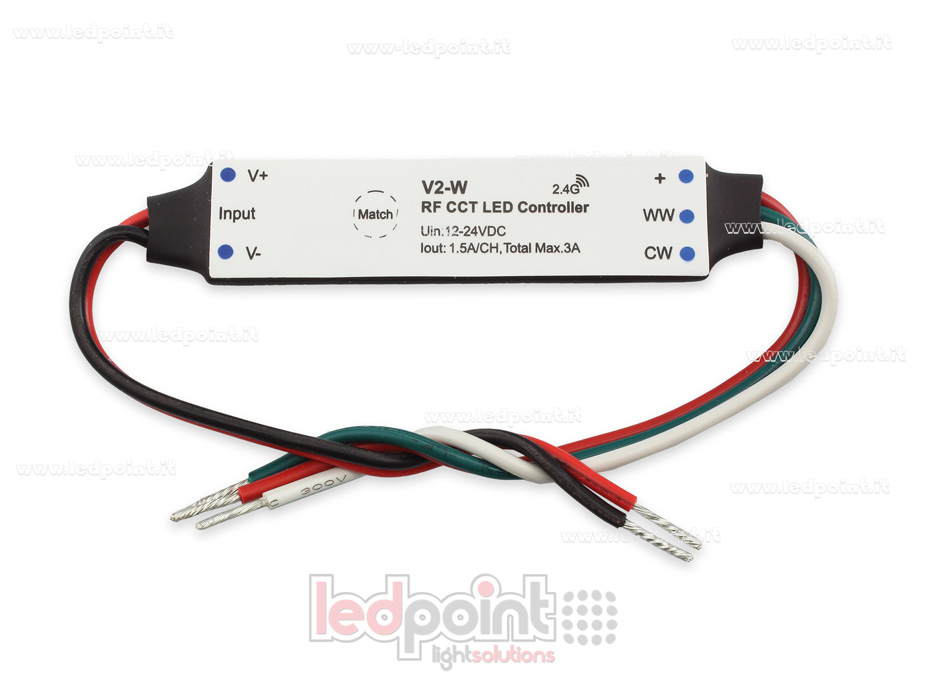 Mini dimmer receptor para instalación en perfiles de aluminio, CCT, 12/24V, 2ch 1,5A/CH, RF 2.4G SK-V2-W