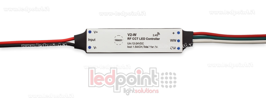 Mini dimmer receptor para instalación en perfiles de aluminio, CCT, 12/24V, 2ch 1,5A/CH, RF 2.4G SK-V2-W
