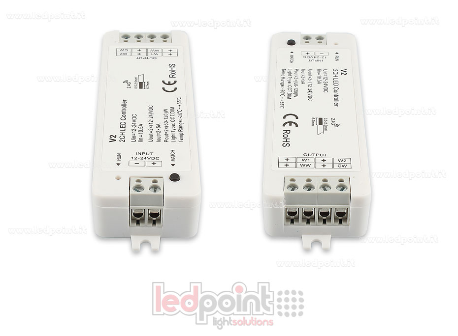 Controlador CCT 12-24V, 2ch*5A, RF 2.4G SK-V2