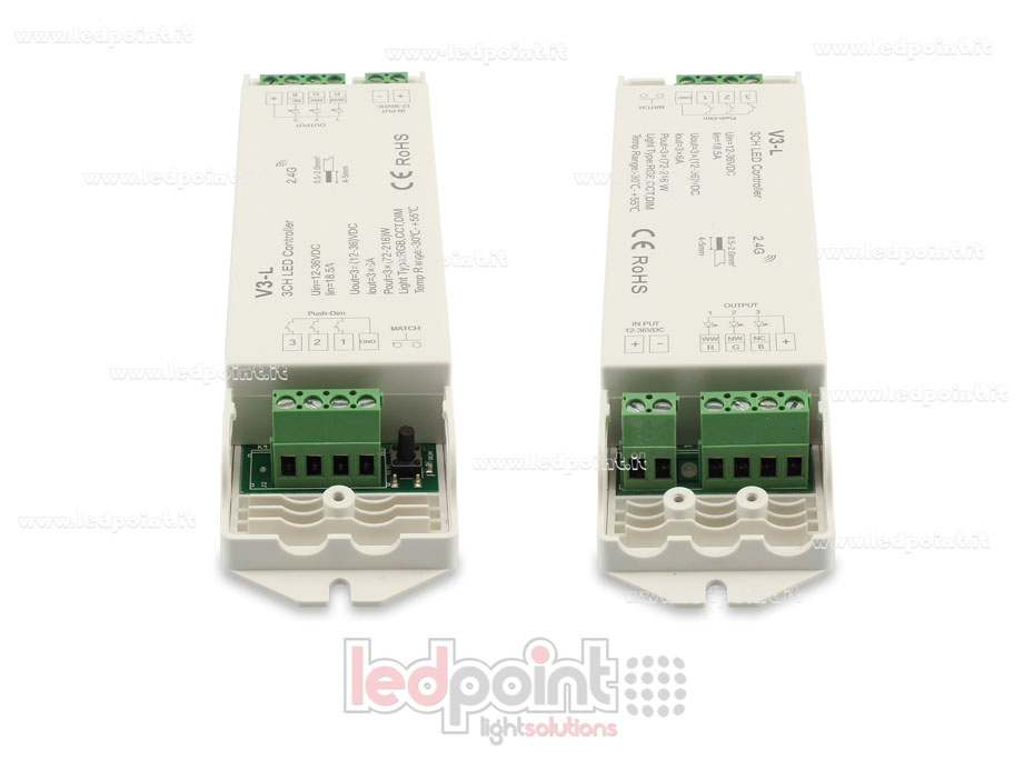 Controlador RGB 12-36V, 3ch*6A, RF 2.4G, push dim SK-V3-L Controlador RGB 12-36V, 3ch*6A, RF 2.4G, push dim SK-V3-L